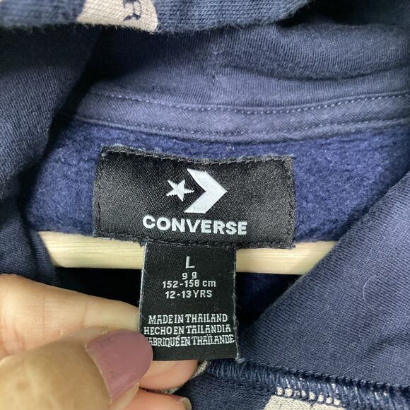 Converse Big Boys All Over Logo Print Pullover Hoodie Age 12-13 Faded Blue L - Picture 10 of 10